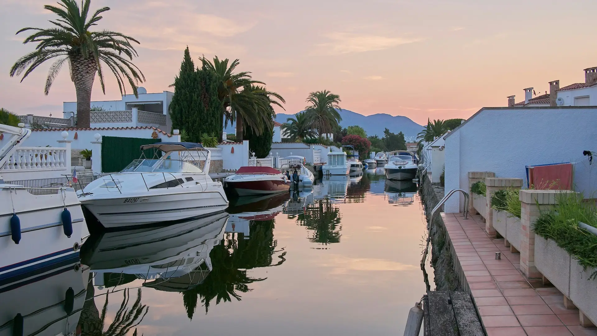 Empuriabrava canals with houses and boats